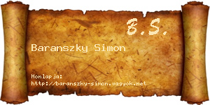 Baranszky Simon névjegykártya